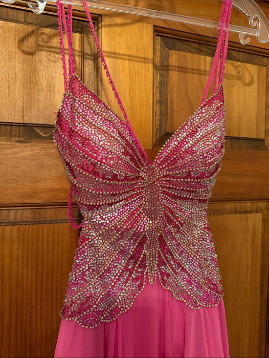 Jovani Dresses & Skirts - Jovani Hot Pink Beaded Spaghetti-Strap Pageant Prom Gown